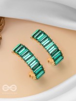 CRYSTAL GALAXIES - GOLDEN EMBELLISHED EARRINGS (GREEN)