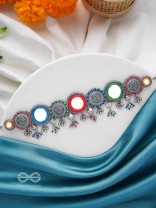 RANGAVYUHA - COLORBURST CASCADE - BEADS, MIRROR AND RESHAM EMBROIDERED AND OXIDISED NECKLACE