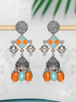 MYSTIC OCEAN SUNDOWN - EMBELLISHED OXIDISED EARRINGS