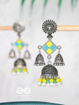 MELLOW YELLOW SKIES - EMBELLISHED OXIDISED EARRINGS