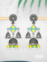 MELLOW YELLOW SKIES - EMBELLISHED OXIDISED EARRINGS