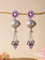 Ritudhwani - Seasonal Melodies - Resham And Beads Hand Embroidered Oxidised Earrings