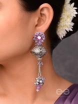 Ritudhwani - Seasonal Melodies - Resham And Beads Hand Embroidered Oxidised Earrings
