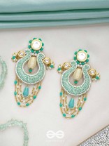 Akasesa - Jewel Of The Sky - Beads, Cutdana, Polki And Kundan Finished Hand Embroidered Earrings