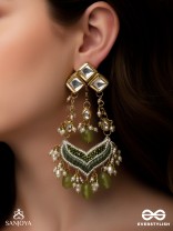 Saratas -  Mystic Mints - Beads, Polki And Kundan Finished Hand Embroidered Earrings