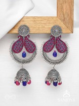 NIRVIKARA - THE DAZZLING BEAUTY - SEQUINS AND BEADS EMBROIDERED AND OXIDISED EARRINGS