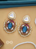 VIRAYA - ETHEREAL LUXE ESSENCE - STONE, BEADS, POLKI AND KUNDAN FINISHED EMBROIDERED EARRINGS