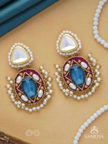 VIRAYA - ETHEREAL LUXE ESSENCE - STONE, BEADS, POLKI AND KUNDAN FINISHED EMBROIDERED EARRINGS