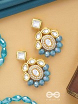 Mandanila - Breeze Of Azure - Golden Embellished Polki And Kundan Earrings 