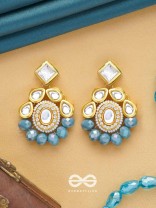 Mandanila - Breeze Of Azure - Golden Embellished Polki And Kundan Earrings 