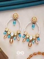 MARICHIKA - THE MIRAGE SPARKLERS - GOLDEN EMBELLISHED POLKI AND KUNDAN STATEMENT EARRINGS