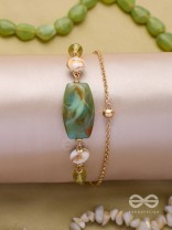 MOSSY MARBLES - GOLDEN EMBELLISHED MULTILAYER BRACELET