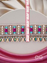Karika - Prismatic Allure - Stones, Beads And Glass Drops Hand Embroidered Neckpiece