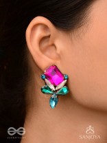 Mahamani- The Imperial Stone - Stones Hand Embroidered Earrings (Multicolour)