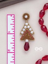 Ucchriti - The Majestic Triangles - Pearls, Dabka And Glass Drop Hand Embroidered Earrings