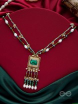 Devamaya - The Hypnotic Illusion- Stone, Beads And Pearl Drops Hand Embroidered Neckpiece