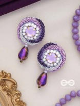 Arani - The Turning Round - Stone, Beads And Glass Drop Hand Embroidered Earrings