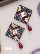 DEVATTI - THE DYNAMIC DELIGHT - STONE, GLASS DROP AND SEQUINS EMBROIDERED EARRINGS