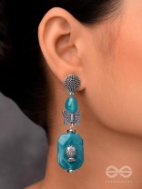 Aquatic Flutters - Silver Embellished Earrings