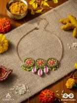 SAKOSHA - THE SEASHELL BEAUTY - SHELLS, BEADS AND RESHAM EMBROIDERED NECKPIECE