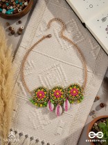 SAKOSHA - THE SEASHELL BEAUTY - SHELLS, BEADS AND RESHAM EMBROIDERED NECKPIECE