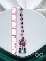 Pindalu - Majestic Plum Splendour - Beads, Sequins And Glass Drop Embroidered Earrings