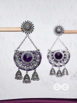 Nishithani - The Midnight Orchid - Sequins, Cutdana Oxidised And Hand Embroidered Earrings