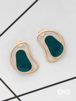 The Indigo Illusion - Golden Enamelled Stud Earrings