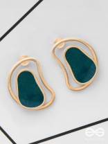 The Indigo Illusion - Golden Enamelled Stud Earrings