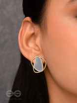 The Mystical Aura - Golden Enamelled Stud Earrings