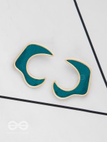 The Blue Moon - Golden Enamelled Stud Earrings