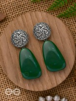 THE  JADE ELEGANCE - OXIDISED JHUMKA EARRINGS
