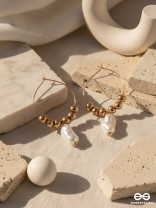 BEADED SUNBURST - GOLDEN HOOP EARRINGS