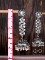 Twirling Pearl Dreamland - Oxidised Jhumka Earrings