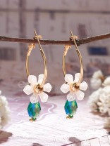 ENCHANTING FLOWERS - GOLDEN HOOP EARRINGS