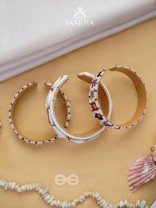 BIMBITA- THE BEACH REEFLECTIONS - MIRROR, SHELLS AND RESHAM EMBROIDERED BANGLES (SET OF 3)