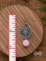 BLUSH BLOSSOMS - OXIDISED JHUMKA EARRINGS