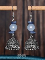ANTIQUE AQUA ALLURE - OXIDISED DROP JHUMKA EARRINGS