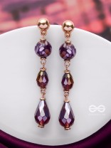 VIOLET VELVET DROPS - GOLDEN EMBELLISHED EARRINGS