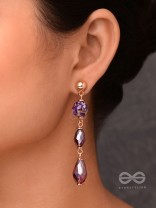 VIOLET VELVET DROPS - GOLDEN EMBELLISHED EARRINGS