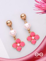 PRETTY PINK POPS - GOLDEN EMBELLISHED EARRINGS