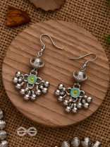 BEADED HORIZON CHARMS - EMBELLISHED OXIDISED EARRINGS
