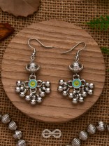 BEADED HORIZON CHARMS - EMBELLISHED OXIDISED EARRINGS