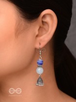 A CELESTIAL WAVE - EMBELLISHED OXIDISED JHUMKA EARRINGS