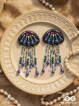 Mrdika - The Vibrant Fish - Stone, Beads And Sequins Hand Embroidered Earrings