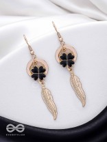 Leafy Luster - Golden And Black Earrings 