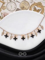 The Spring Shadows - Golden Embellished Enamelled Necklace With Anti-Tarnish Coating 