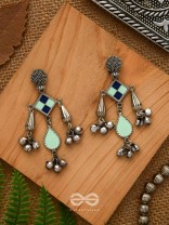 Minty Melodies - Enamelled Oxidised Earrings