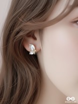 FLY AWAY WITH ME - GOLDEN AND WHITE EMBELLISHED STUD EARRINGS