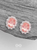 SHIMMER AND SHINE - SILVER AND PEACH EMBELLISHED STUD EARRINGS